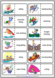 Extreme Sports ESL Printable Dominoes Game For Kids