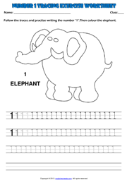 Number 1 Kindergarten Tracing Exercise Maths Worksheet