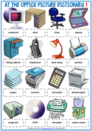 Office Objects ESL Printable Picture Dictionary For Kids