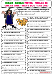 Word Order ESL Grammar Exercise Worksheet for Kids
