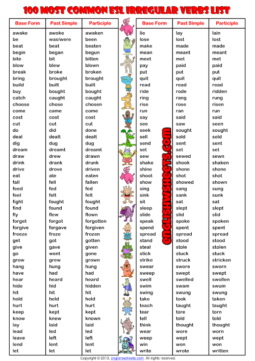 list of english irregular verbs pdf download