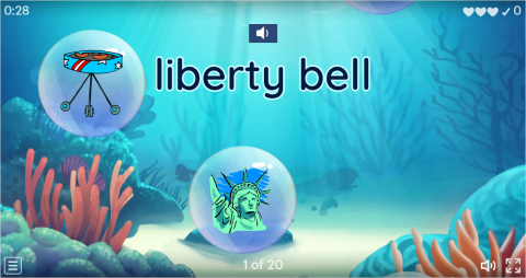 4th of July ESL Vocabulary Flying Fruit Game