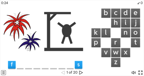 4th of July ESL Interactive Hangman Game
