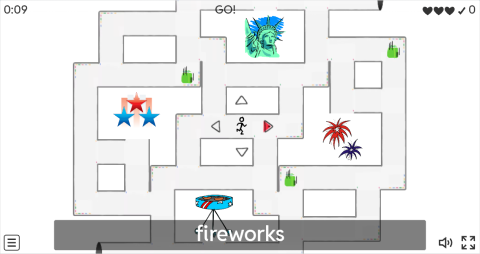 4th of July ESL Vocabulary Maze Chase Game