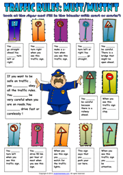 Auxiliary Verbs Must or Mustn't ESL Exercise Worksheet