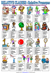 Relative Pronouns ESL Grammar Exercise Worksheet