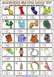 Accessories ESL Printable Multiple Choice Test For Kids