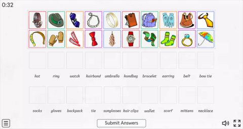 Accessories ESL Interactive Match Up Worksheet