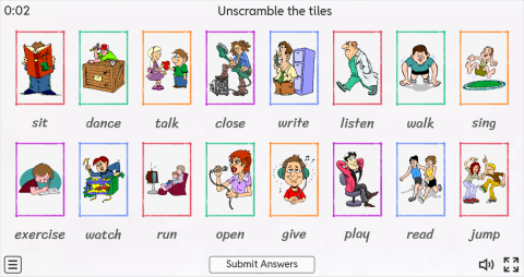 Action Verbs ESL Interactive Match Up Worksheet