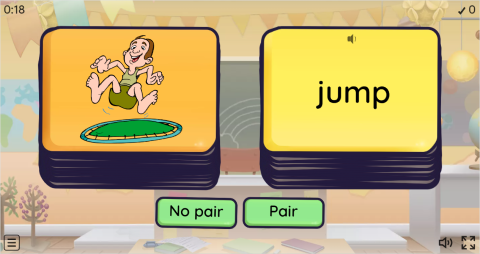 Action Verbs ESL Vocabulary Pair or No Pair Worksheet