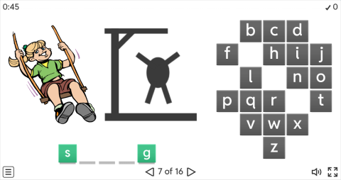 Action Verbs Vocabulary ESL Interactive Hangman Game