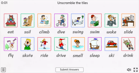 Action Verbs ESL Interactive Match Up Worksheet