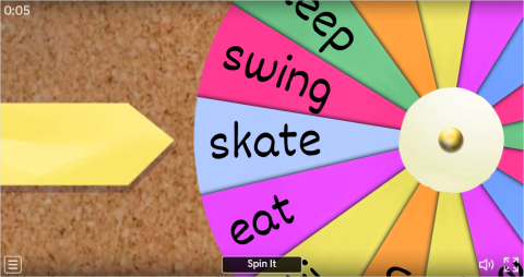 Action Verbs ESL Interactive Spin The Wheel Worksheet