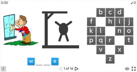 Action Verbs Vocabulary ESL Interactive Hangman Game
