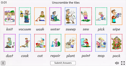 Action Verbs ESL Interactive Match Up Worksheet