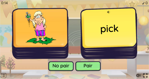 Action Verbs ESL Vocabulary Pair or No Pair Worksheet