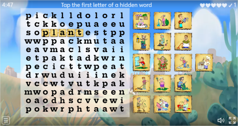 Action Verbs ESL Interactive Wordsearch Puzzle