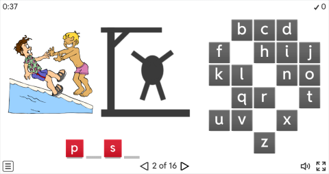 Action Verbs Vocabulary ESL Interactive Hangman Game