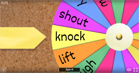 Action Verbs ESL Interactive Spin The Wheel Worksheet