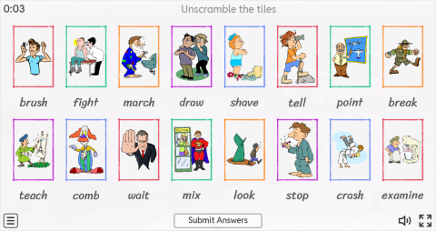 Action Verbs ESL Interactive Match Up Worksheet