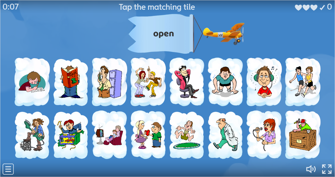 Action Verbs ESL Interactive Find The Match Worksheet