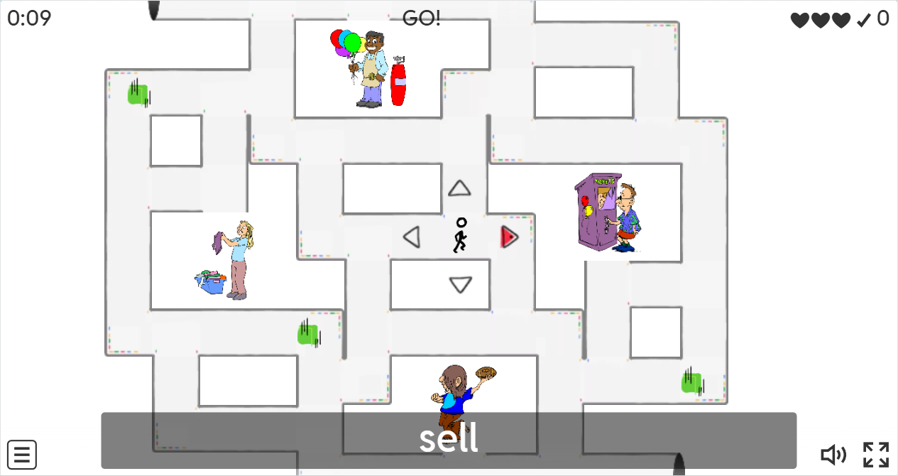 Action Verbs ESL Vocabulary Maze Chase Game