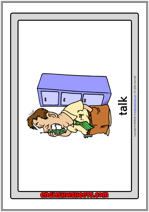 Action Verbs ESL Printable Flashcards With Words for Kids
