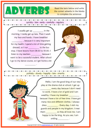 Adverbs Gap Fill ESL Grammar Exercises Test For Kids