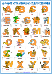 Alphabet with Animals ESL Picture Dictionary For Kids