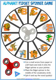 Alphabet with Animals ESL Printable Fidget Spinner Game