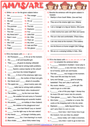 Am Is Are ESL Grammar Exercises Test Worksheet