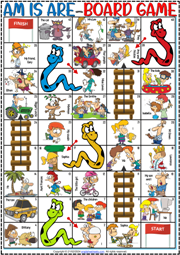 Am Is Are ESL Printable Board Game