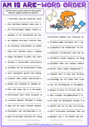 Am Is Are ESL Word Order Exercise Worksheet