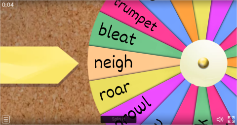 Animal Sounds ESL Interactive Spin The Wheel Worksheet