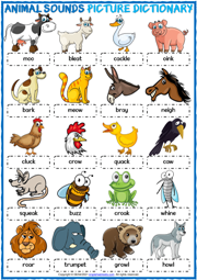 Animal Sounds ESL Printable Picture Dictionary For Kids