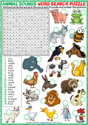 Animal Sounds ESL Vocabulary Worksheets