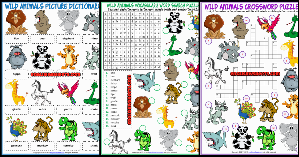 Animals ESL Vocabulary Worksheets
