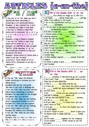 Articles Esl Printable Worksheets And Exercises