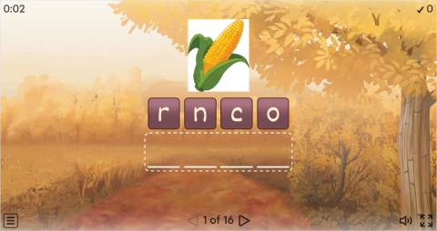 Autumn Vocabulary ESL Interactive Anagram