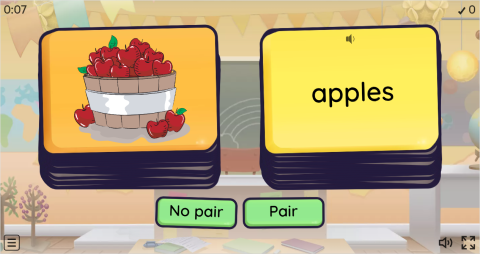 Autumn ESL Vocabulary Pair or No Pair Worksheet