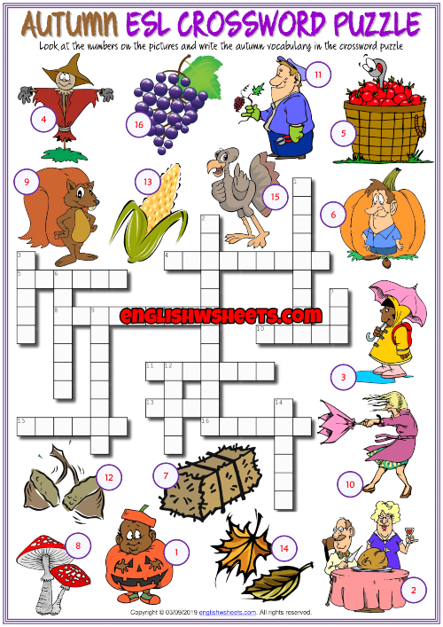 Printable Fall Crossword Puzzels
