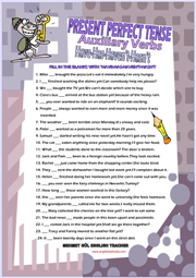 Auxiliary Verbs Have Has Present Perfect Tense Worksheet