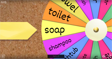 Bathroom Objects Interactive Spin The Wheel Worksheet