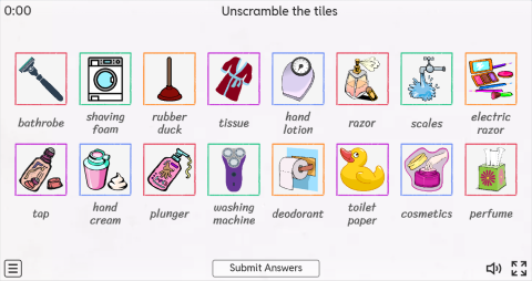Bathroom Objects ESL Interactive Match Up Worksheet