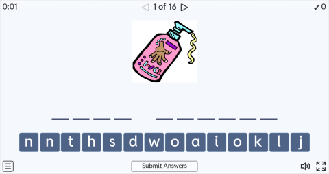 Bathroom Objects Interactive Spell The Word Worksheet