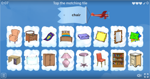 Bedroom Objects Interactive Find The Match Worksheet