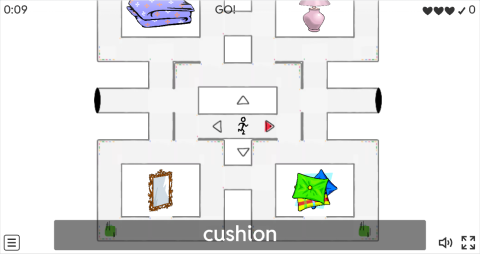 Bedroom Objects ESL Vocabulary Maze Chase Game