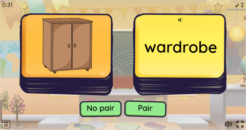Bedroom Objects ESL Pair or No Pair Worksheet