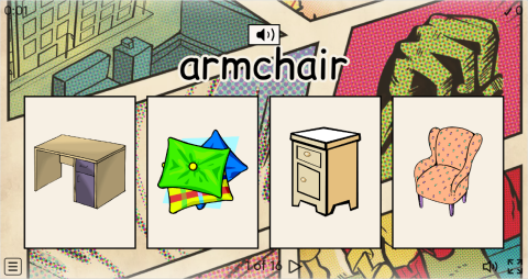 Bedroom Objects ESL Interactive Vocabulary Quiz