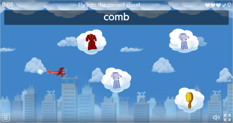 Bedroom Objects ESL Vocabulary Airplane Game